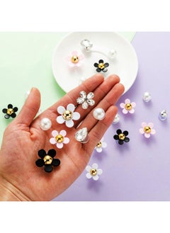 NEVEGE Shoe Charms 24PC, Flower Charms with Crystal Rhinestone & Pearl PVC, Cute Decoration for Girls Shoes  - Image 5