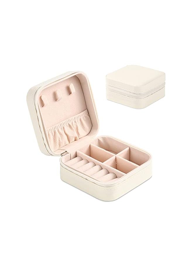 IAF Jewelry Box,Portable Travel Leather Jewellery Ring Organizer Case Storage Gift Box Girls Women (White). - Image 2