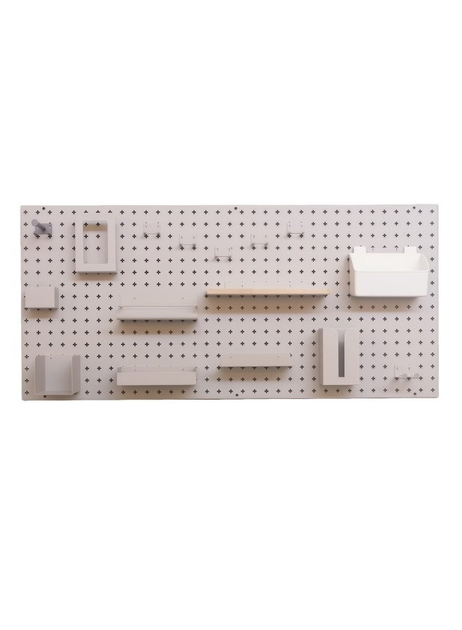 Lumina Wall Mounted Pegboard Organiser with Adjustable Shelves, White, 140cm x 60cm, Modern Rectangular Storage Display - Image 1
