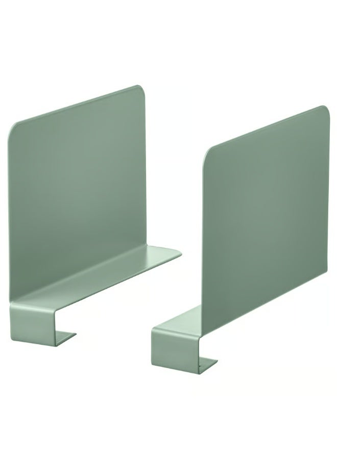 Book-End Set – Light Grey-Green, 2 Pieces | Metal Book Holder for Shelves, Desks & Offices - Image 1
