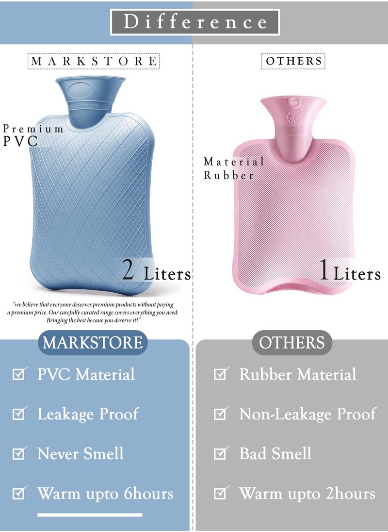 MARK STORE Hot Water Bag, Bottle with Soft Hand Pocket Cover, (2Liter)- For Pain Relief, Neck & Shoulders, Feet Warmer, Menstrual Cramps, Hot & Cold  - Image 2