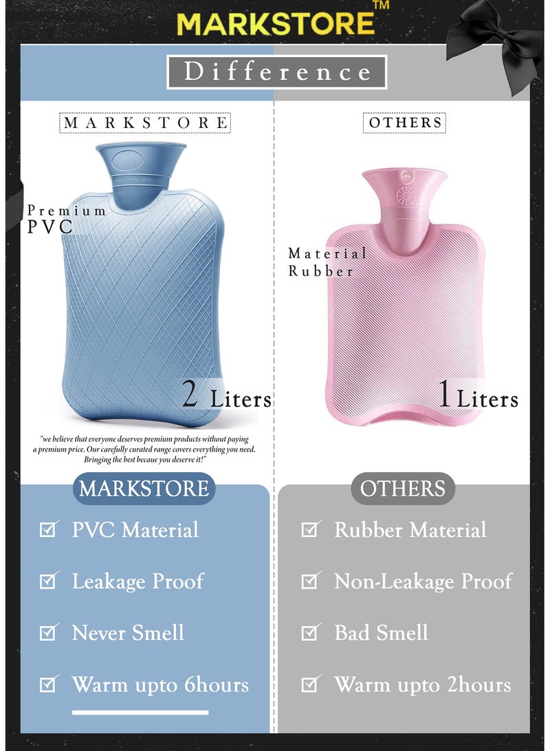 MARK STORE Hot Water Bag, Bottle with Soft Hand Pocket Cover, (2Liter)- For Pain Relief, Neck & Shoulders, Feet Warmer, Menstrual Cramps, Hot & Cold - Image 2