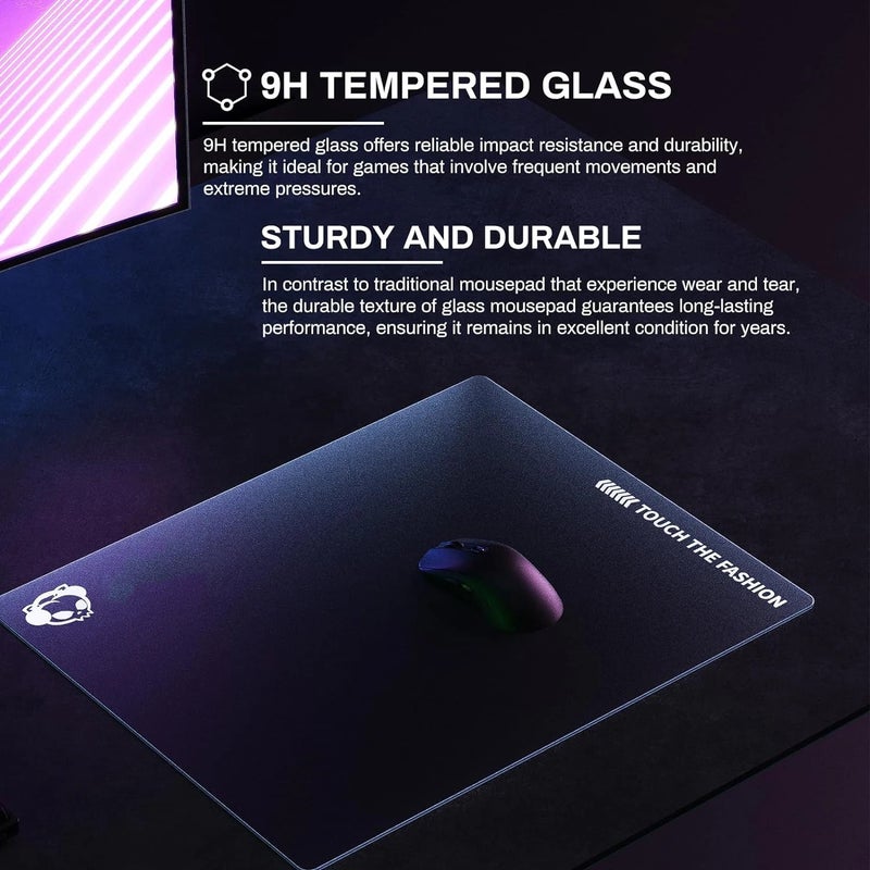 Bluejw 450x400mm Tempered Glass Gaming Mouse Pad - FPS Optimized, Fast & Precise, Large Waterproof Mouse Mat, Desk Pad - Image 4