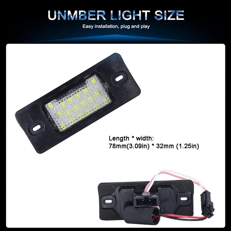 QASULER 2Pcs LED Number Plate Lights for VW Models - Image 2
