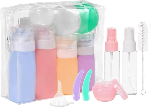 ASAB 16 Pack Silicone Travel Bottles for Toiletries TSA Approved Leak Proof Squeezable Refillable Travel Size Bottles for Body Wash Conditioner Shampoo Lotion Pots Toiletry Travel Bottle Set with Bag - Image 1