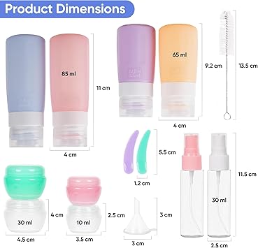 ASAB 16 Pack Silicone Travel Bottles for Toiletries TSA Approved Leak Proof Squeezable Refillable Travel Size Bottles for Body Wash Conditioner Shampoo Lotion Pots Toiletry Travel Bottle Set with Bag - Image 5
