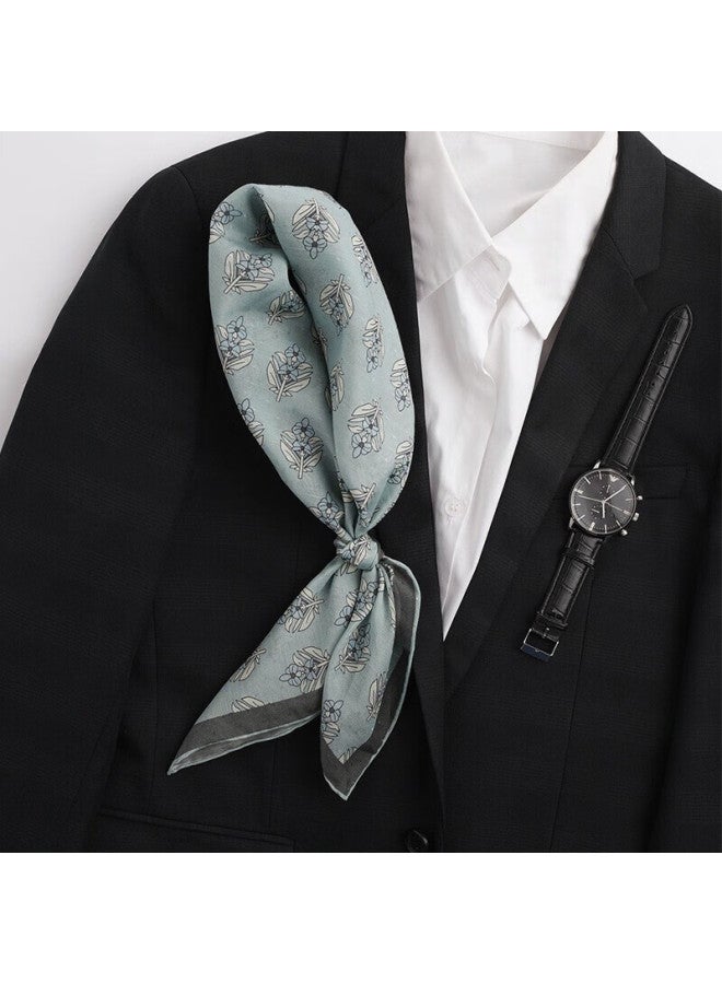 Hang Silk House Hangsifu Silk Scarf For Men, Square Scarf, Hangzhou Silk Mulberry Silk, High-End Gift Box For Dad, Light Blue - Image 3