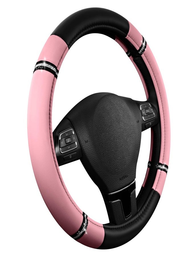 Road Comforts Road Comfort Leather Steering Wheel Cover - Premium Anti-Slip Car Steering Wheel Grip Cover - Universal Fit for 14.5”-15.5” Cars, Trucks & SUVs - Pink - Image 2