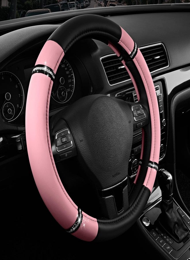 Road Comforts Road Comfort Leather Steering Wheel Cover - Premium Anti-Slip Car Steering Wheel Grip Cover - Universal Fit for 14.5”-15.5” Cars, Trucks & SUVs - Pink - Image 1