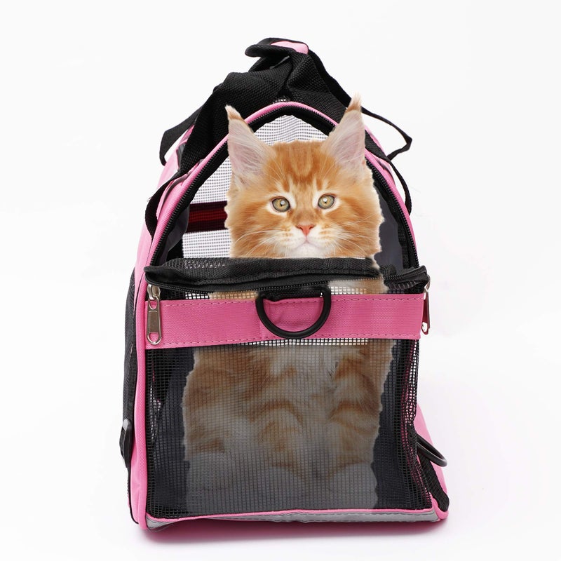 MuchL Cat Carrier for Small Cats Soft-Sided Pet Carrier for Cats Puppies Small Pets Airline Approved Lightweight Comfortable Travel Cat Carrier (Small, Pink) - Image 3
