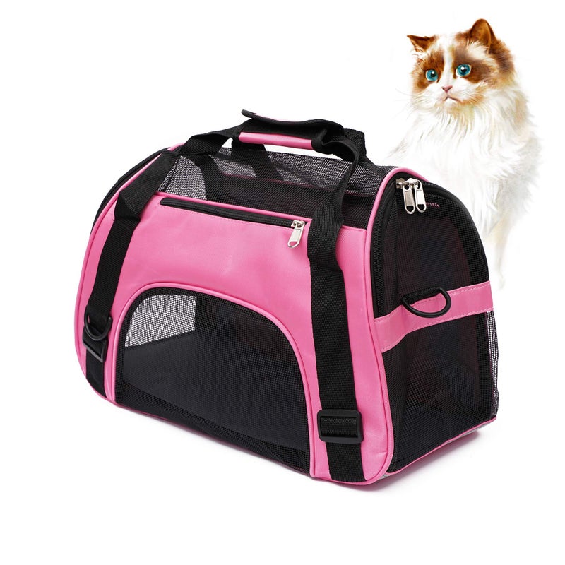 MuchL Cat Carrier for Small Cats Soft-Sided Pet Carrier for Cats Puppies Small Pets Airline Approved Lightweight Comfortable Travel Cat Carrier (Small, Pink) - Image 1