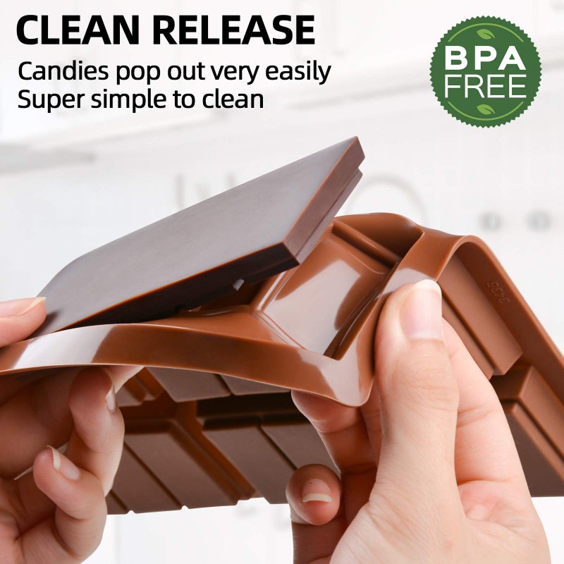 Fimary Chocolate Molds - Non-Stick Chocolate Candy Molds Food Grade Silicone Chocolate Bar Mold For Baking Candy Chocolate Snacks Create Delicious Chocolates With Ease - Image 3
