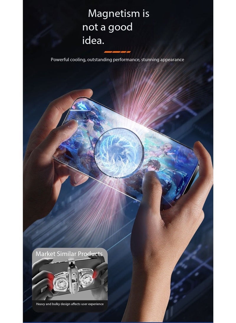 TNGames 【Digital Display Magnetic Version】Knight Black Overclocking Cooling Phone Radiator Free Data Cable+Magnetic Sheet+Gaming Finger Sleeves - Image 4