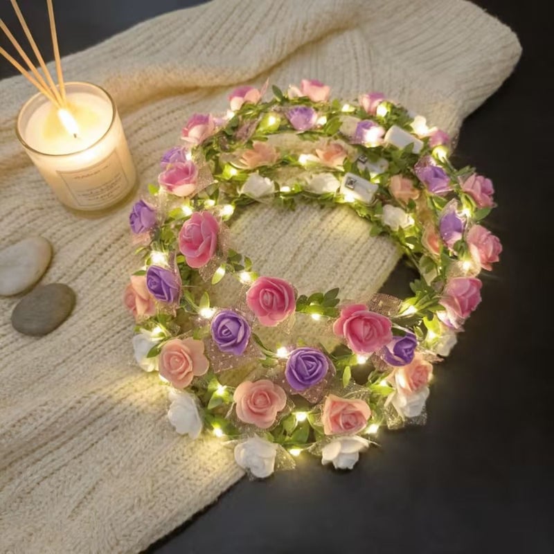 12 Pcs Mixed Color Luminous Wreath Headbands For Christmas Halloween Wedding Party - Image 1