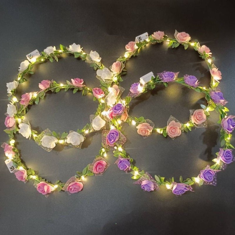 12 Pcs Mixed Color Luminous Wreath Headbands For Christmas Halloween Wedding Party - Image 4