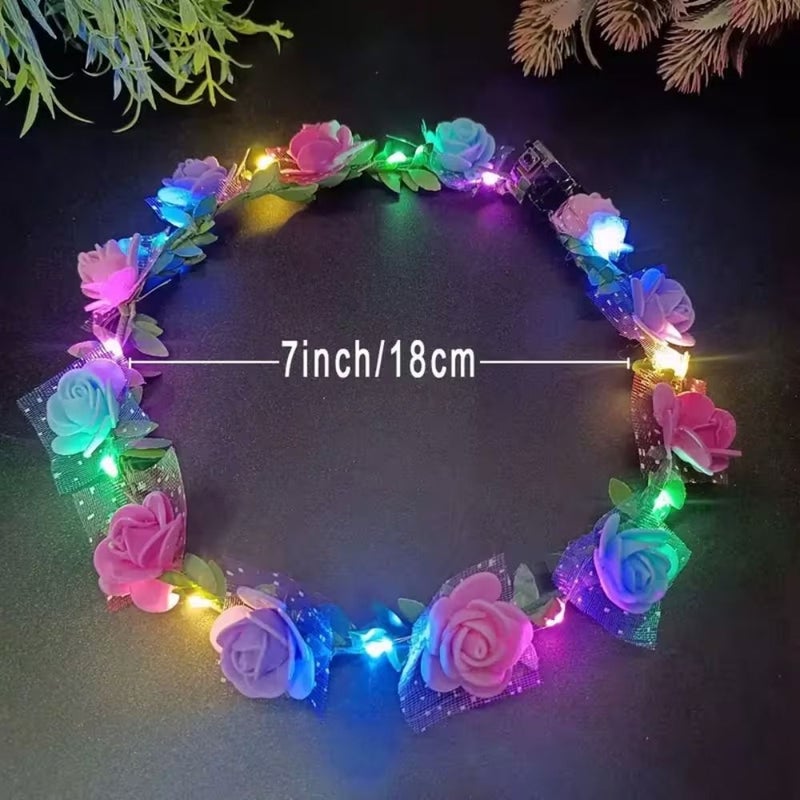 12 Pcs Mixed Color Luminous Wreath Headbands For Christmas Halloween Wedding Party - Image 3