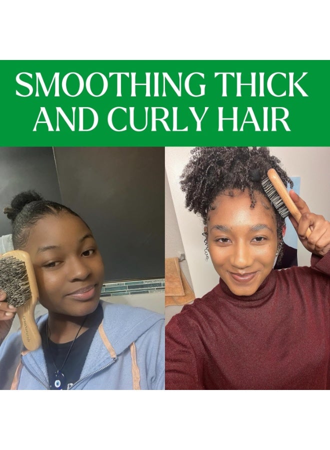 Hard Bristle Hair Brush for Thick, Curly, Coarse Hair – Slick Back, 360 Waves, Small Handle Detangling & Styling Brush for Men & Women - Image 2