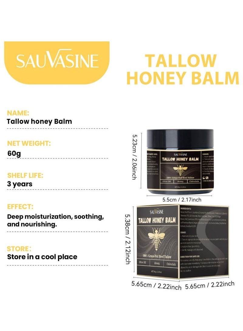 SAUVASINE Tallow and Honey Moisturizing Cream – Grass-Fed Beef Tallow Balm for Face & Body - Image 2