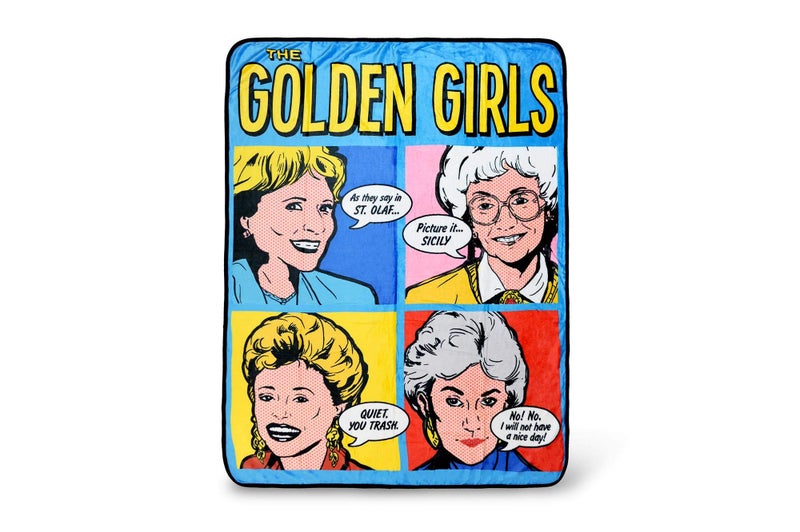 JUST FUNKY The Golden Girls Pop-Art Gallery Throw Blanket | Features Famous Golden Girls Quotes | Large Golden Girls Blanket | 60 x 45 Inches - Image 1