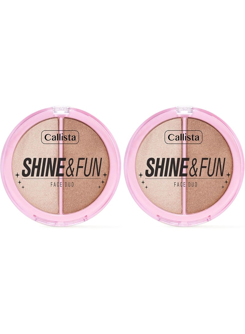 كاليستا مجموعة Shine & Fun للوجه 130 – لوحة بظلال مضيئة وأحمر خدود وبرونزر بلمسة مطفية ولامعة - Image 1