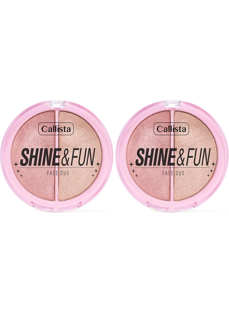 كاليستا مجموعة Shine & Fun للوجه 130 – لوحة بظلال مضيئة وأحمر خدود وبرونزر بلمسة مطفية ولامعة - Image 3