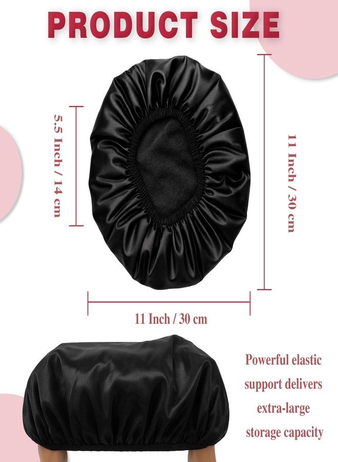 Brvlsoc Triple-Layer Terry Lined Shower Cap – Reusable Waterproof Large Cap for Women with Long, Thick, or Curly Hair (Black) - Image 2