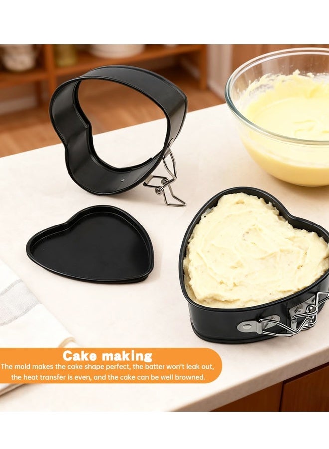 4 Inch Heart Springform Pans Mini Nonstick Cheesecake Pans Removable Bottom Carbon Steel Baking Mold - Image 4