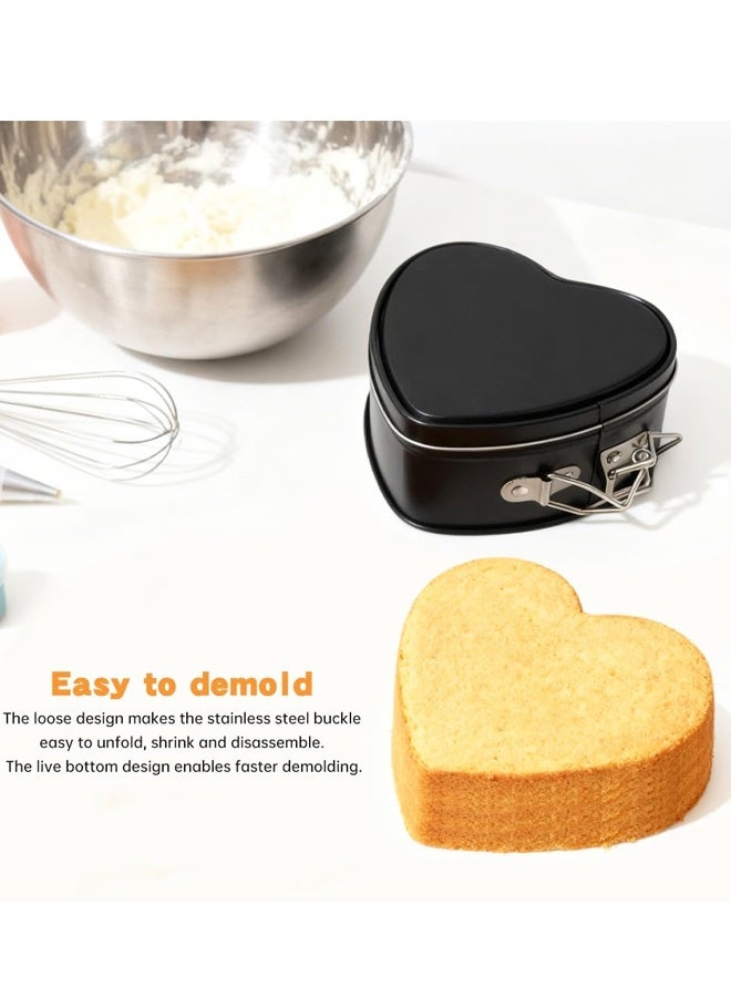 4 Inch Heart Springform Pans Mini Nonstick Cheesecake Pans Removable Bottom Carbon Steel Baking Mold - Image 3