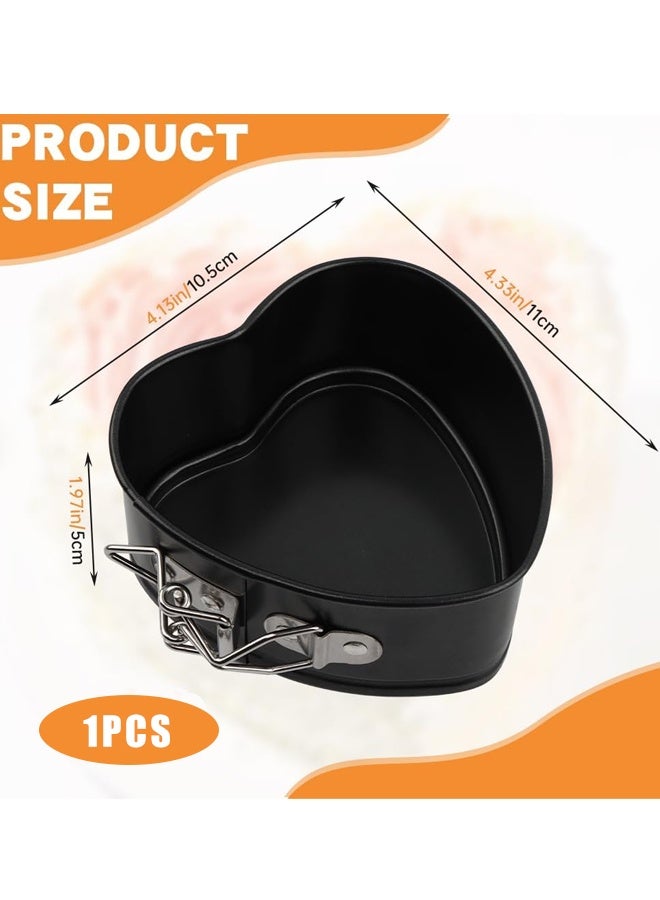 4 Inch Heart Springform Pans Mini Nonstick Cheesecake Pans Removable Bottom Carbon Steel Baking Mold - Image 2