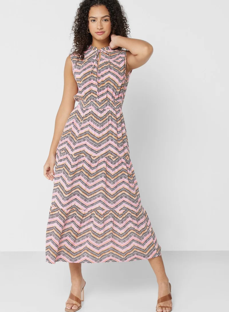 ONLY Ruched Waist Printed Dress