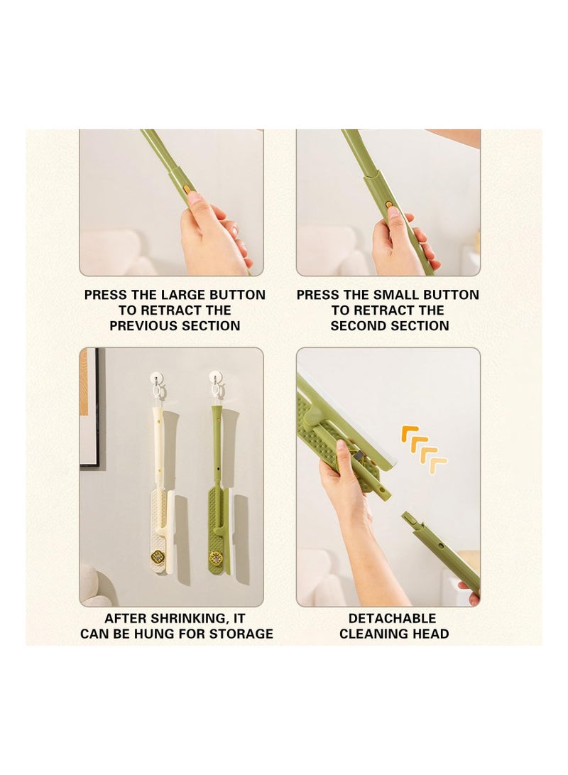 كاست ويف Window Cleaning Squeegee, Telescopic Window Cleaning Scraper with Long Handle, Window Cleaning Tools with Dual Side Blade Rubber  Scrubber Sponge, Multi-Use Car Windshield Cleaning Tool  (Beige) - Image 3