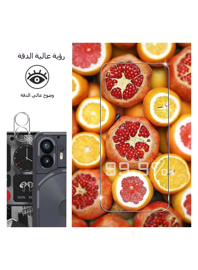 عام مشاة حماية شاشة مطابقة لنوتينج فون 2، تأتي بسته مكونة من 2 قطع لشاشة وأخرى 2 قطع لعدسة الكاميرا. يتميز بصلابة 9H. كما تتوفر فيلم حماية كاميرا الخلفية عالي الدقة من الزجاج المنحوت. - Image 2