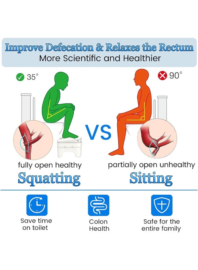 DUNISO Toilet Stool Squat, Height Adjustable Poop Stool for Squatting Posture with Storage Box, Foot Rest Stool, Portable Non-Slip Poop Step for Bathroom Adults - Image 5