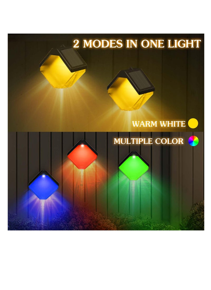 SYOSI 2-Pack Outdoor Solar Wall Lights for Fence, Deck, and Step - Waterproof Wall Mount Lamps for Garden, Patio, Yard, Garage - Decorative Lighting with 2 Modes and 8 Color Options  - Image 2