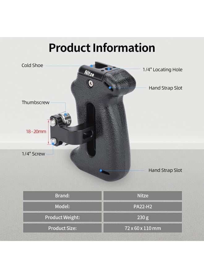 Nitze Adjustable Plastic Side Handle Grip Universal Camera Cage Handle with Cold Shoe Mount for Camera Cage Shoulder Mount Support - PA22-E - Image 2