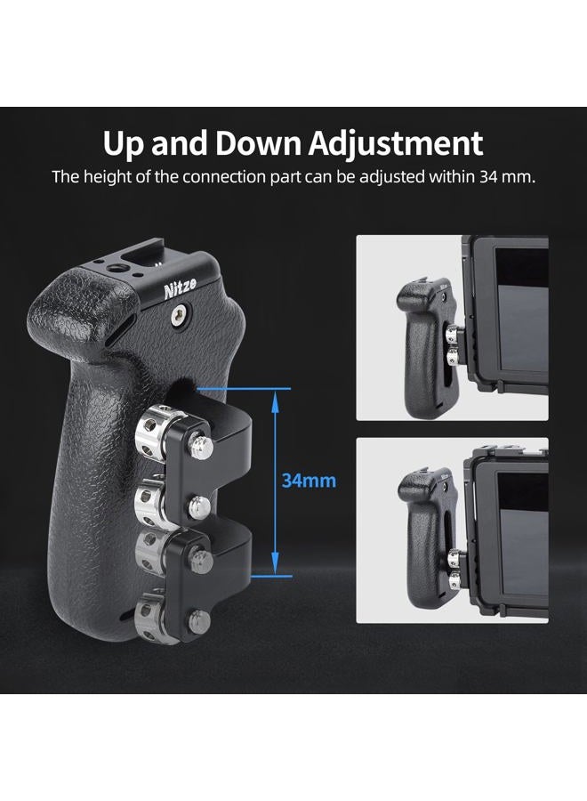 Nitze Adjustable Plastic Side Handle Grip Universal Camera Cage Handle with Cold Shoe Mount for Camera Cage Shoulder Mount Support - PA22-E - Image 4