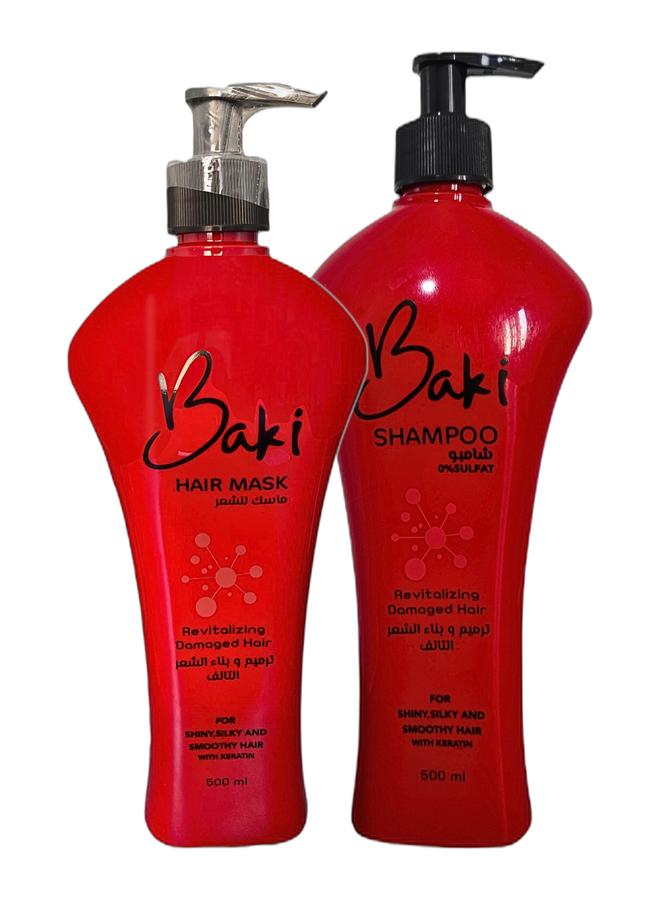 مجموعة باكي لإصلاح وترميم الشعر التالف – شامبو وماسك بخلاصة الحرير - Image 1
