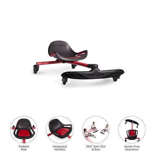 Radio Flyer راديو فلاير ستينغراي برو للأعمار من 3 إلى 8 سنوات، ركوب يدوي بدون استخدام اليدين مع عجلات دوارة بزاوية 360 درجة، مقعد قابل للتعديل مع مقابض مدمجة، إطار فولاذي صلب، مقعد مبطن، ألعاب ركوب للأطفال - Image 5
