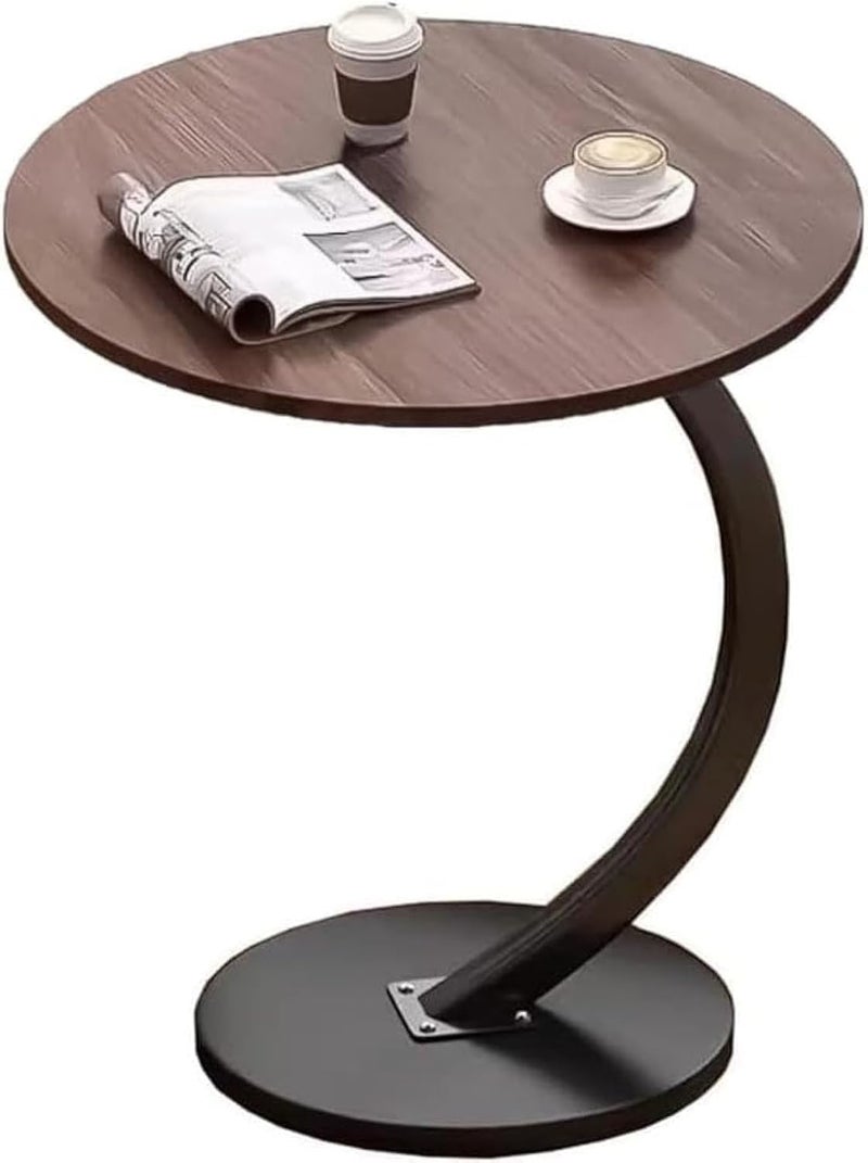 SKY-TOUCH طاولة جانبية دائرية خشب الجوز بإطار معدني - Image 1