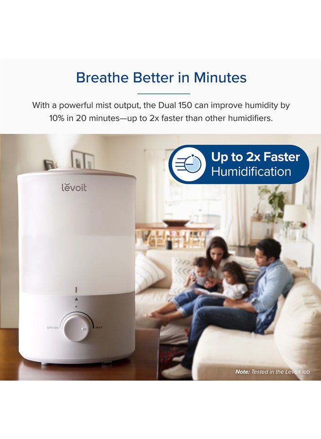 LEVOIT 3L Humidifiers for Bedroom Baby Room with Night Light, Cool Mist Humidifier for Home, Office & Plant, Auto-Off, Up to 25H for 27 ㎡, Quiet Operation with 360° Rotation Nozzle- 2 Filter Sponge LUH-D302-WAE White - Image 3