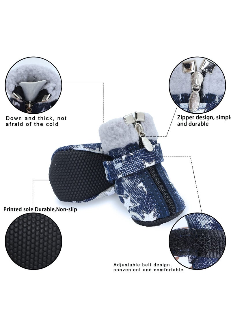 SYOSI Dog Shoes Paw Protector Winter Warm Snow Booties Rugged Anti-Slip Sole Adjustable Puppy Hiking Boots Outdoor Dog Shoes for Medium Small Dogs (Size 4: 2.1"x1.4"(LW), White)  - Image 2