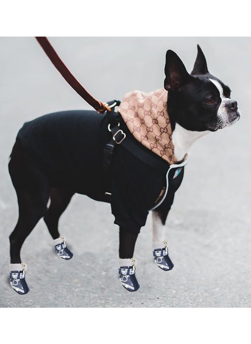 SYOSI Dog Shoes Paw Protector Winter Warm Snow Booties Rugged Anti-Slip Sole Adjustable Puppy Hiking Boots Outdoor Dog Shoes for Medium Small Dogs (Size 4: 2.1"x1.4"(LW), White)  - Image 4