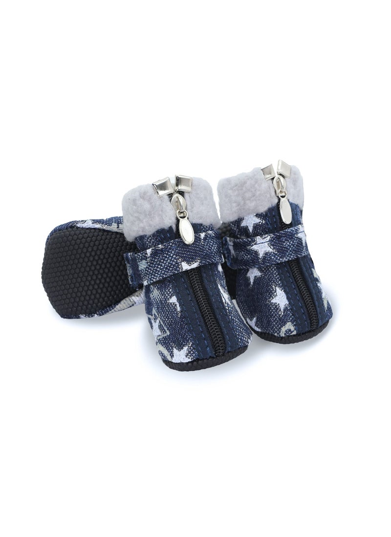 SYOSI Dog Shoes Paw Protector Winter Warm Snow Booties Rugged Anti-Slip Sole Adjustable Puppy Hiking Boots Outdoor Dog Shoes for Medium Small Dogs (Size 4: 2.1"x1.4"(LW), White)  - Image 1