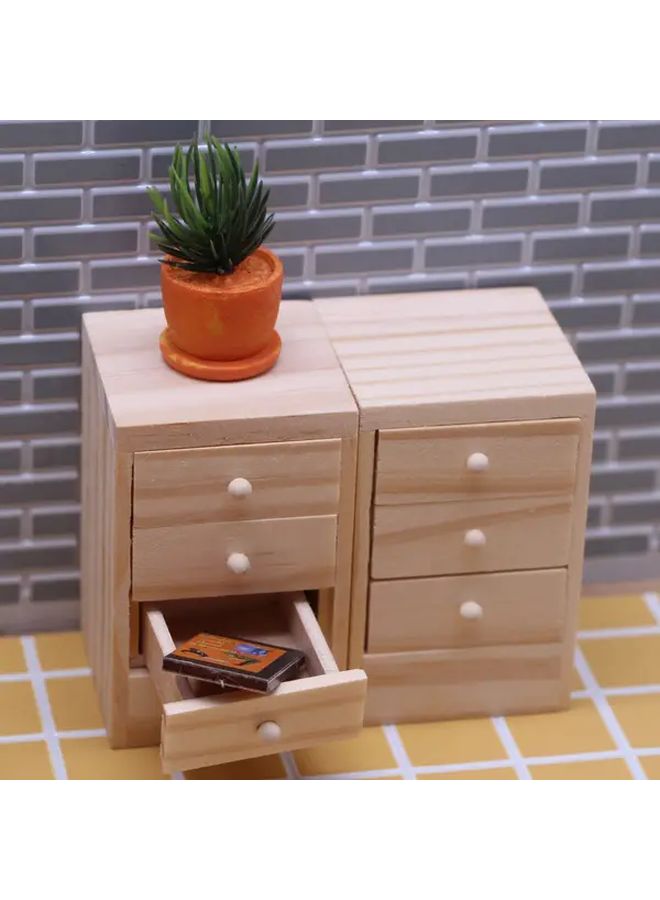 1 Set Mini Dollhouse Wooden Openable Bedside Table With 6 Drawers 2 Shelves And Mirror High Quality Realistic Miniature Furniture For Micro Landscape Photography Props And Life Scene Simulation - Image 3