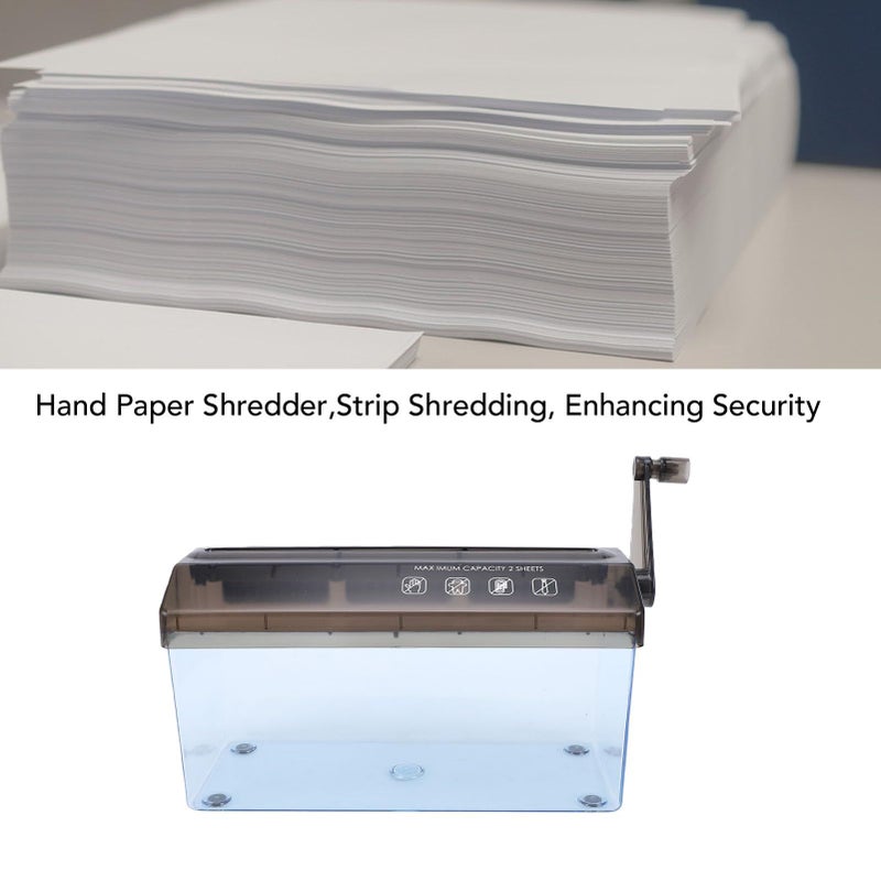 Fockety Mini Hand Crank Paper Shredder Portable Manual A4 Shredder 3mm Strip Cut 9 Inch Wide Entrance For Home School Office Black - Image 5