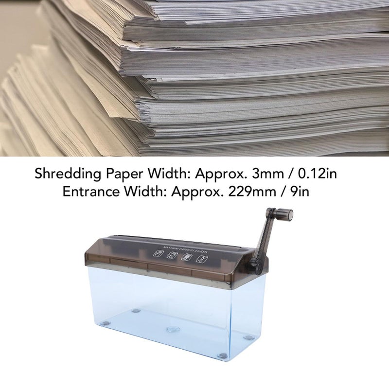 Fockety Mini Hand Crank Paper Shredder Portable Manual A4 Shredder 3mm Strip Cut 9 Inch Wide Entrance For Home School Office Black - Image 4