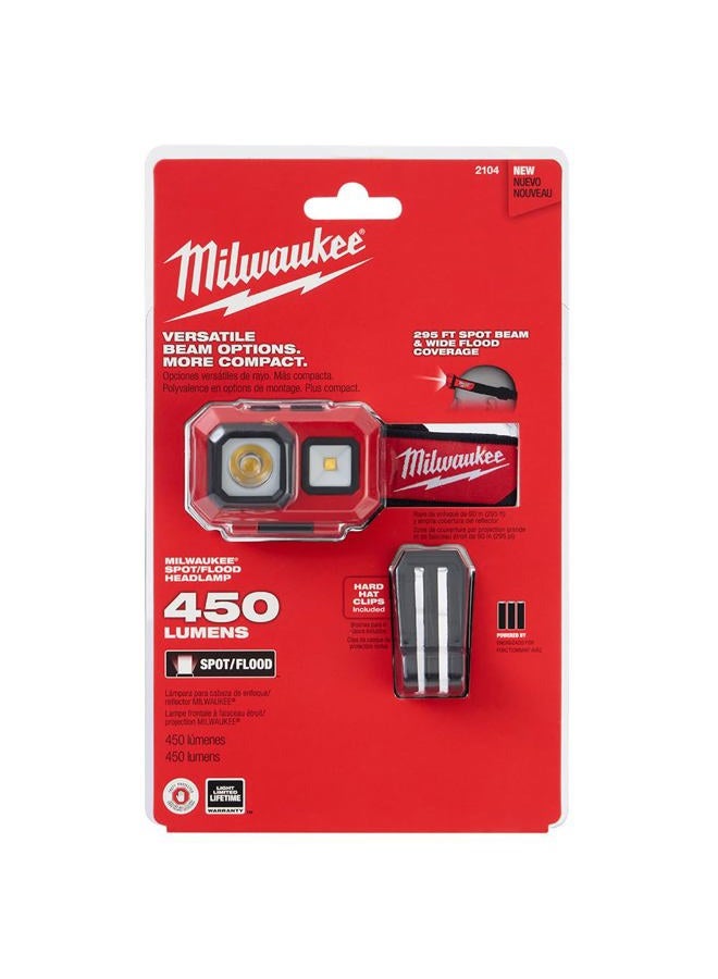 Milwaukee 2104 Spot Flood 450 Lumens Adjustable Hard Hat Headlamp Light - Image 2