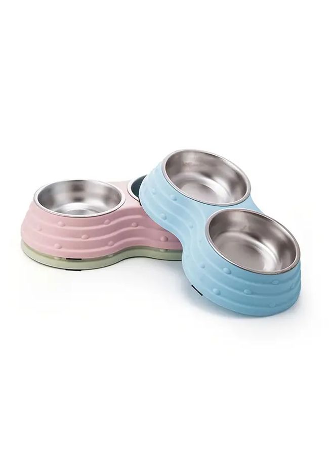 Double Dog Cat Bowls with Elegant Green Non-Slip Heavy Duty Plastic Spill Proof Feeder - Image 4