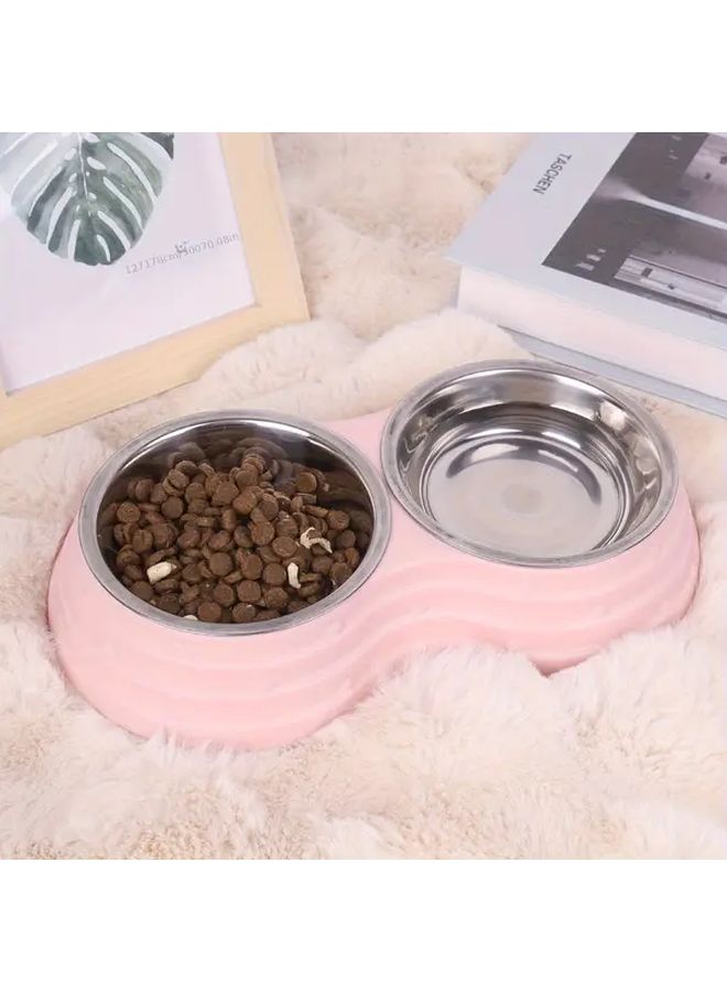 Double Dog Cat Bowls with Elegant Green Non-Slip Heavy Duty Plastic Spill Proof Feeder - Image 5