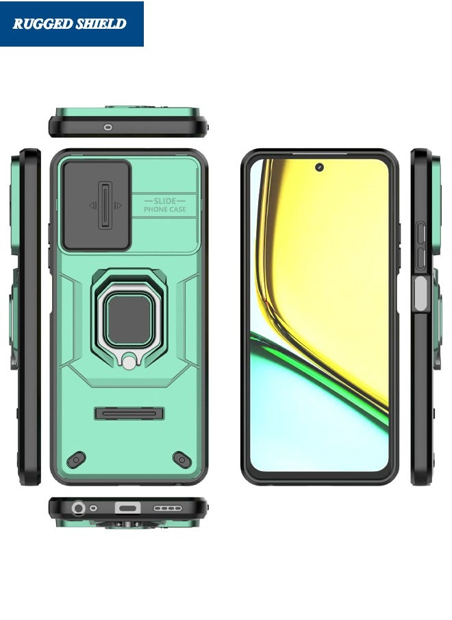 RUGGED SHIELD Realme C67 Case Cover, Realme C67 Case with Slide Camera Cover, Heavy Duty Shockproof Phone Case Cover with Kickstand for Realme C67 4G, Green  - Image 2